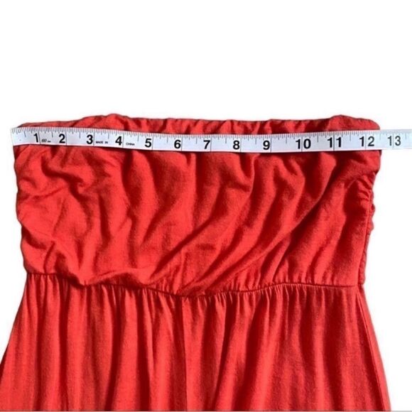 Love Culture Orange & Tan Chevron Color Block Strapless Maxi Summer Dress Medium - Picture 8 of 10